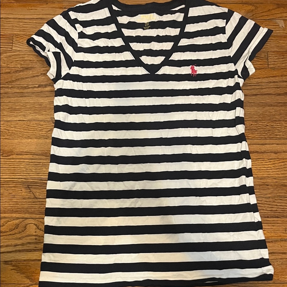 Polo Ralph Lauren Black and White Striped Tee